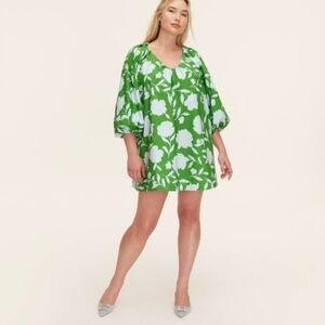 Kate Spade x Spade Green Floral Puff-Sleeve Dress | Size Medium